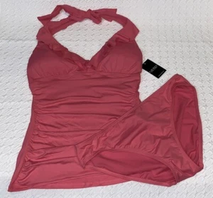 RALPH LAUREN Beach Club Blossom Ruffle Shaping Tankini Swim Suit Womens 10 12 - Picture 1 of 9