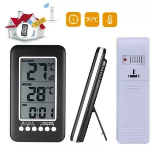 Indoor/Outdoor Digital Thermometer Clock Temperature Wireless Transmitter ℃/℉ US - Picture 1 of 12