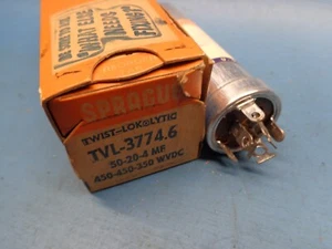 (1) SPRAGUE TVL-3774.6 50-20-4 MF 450 450 350 WVDC 85° TWIST LOK LYTIC CAPACITOR - Picture 1 of 4
