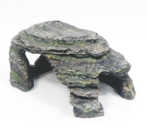 Aquarium Vivarium Fish Tank Ornament Decoration, Grey Stone Cave 19cm - Picture 1 of 1