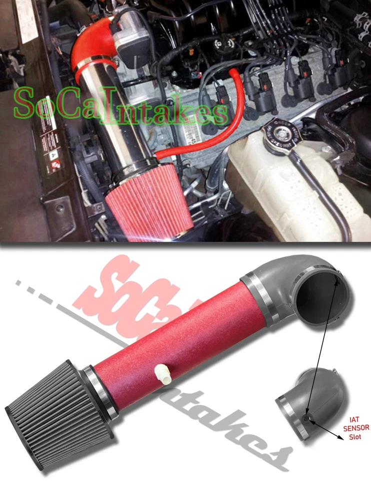 RED COATED BLACK Air Intake Kit For 2005-2010 Dodge Magnum 5.7 V8, 6.1L SRT8 V8 - Image 1 of 1
