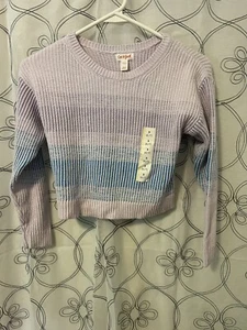 Girls Lavender Stripe Sweater-cat & Jack Long Sleeve Size Small (6/7) - Picture 1 of 4