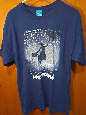 Vtg Disney & Cameron Mackintosh Mary Poppins T-shirt Double Stitched Navy Blue  - Image 1 of 4