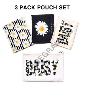 PACK de 3 bolsas de cosméticos para margaritas bolsa de maquillaje de flores portátil bolsa de artículos de tocador de viaje - Imagen 1 de 3