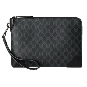 GUCCI GG Emblem Small $1250 Black Fabric Business Case New & Authentic - Picture 1 of 5