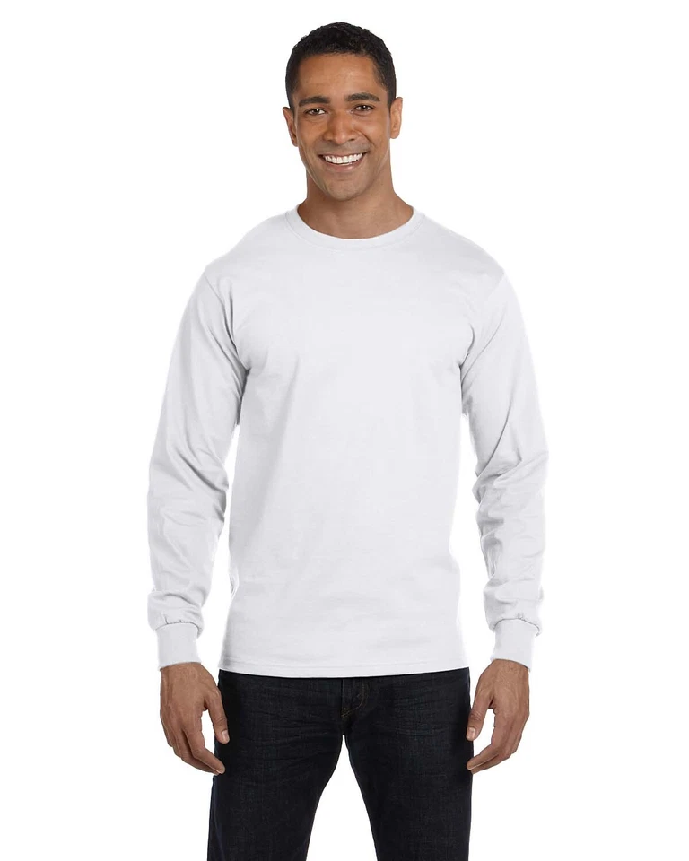 NEW Hanes 6.1 oz 100% Cotton Long-Sleeve Beefy-T S-3XL T-Shirt M-5186 - Image 1 of 1