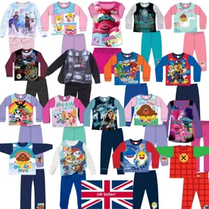 Kids Character Pyjamas PJs Nightwear Sleepwear Novelty Official Brand Boy Girls - Picture 1 of 36