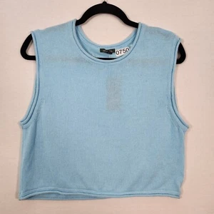 Top corto Wild Fable tejido abierto para mujer talla grande sin mangas azul - Imagen 1 de 10