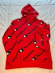 Champion red hoodie boys size xl Monogram print - Picture 1 of 5