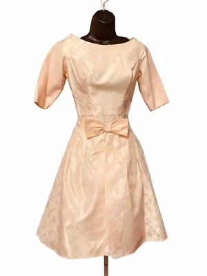 Vintage 50's Prom Rockabilly Dress XS Sheath With Detachable Skirt Pink Acetate - Image 1 of 4