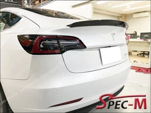 Sports Style Carbon Fiber Trunk Lip Spoiler For Tesla Model 3 2017-2020 CF - Picture 1 of 4