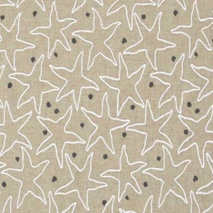 Jim Thompson OUTDOOR Embroidered Starfish Fabric- Starfish Beach / Sand 1.25 yds - Picture 1 of 2