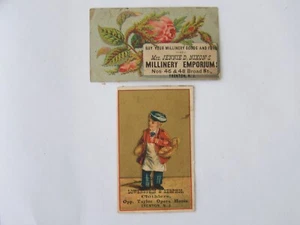 Trenton New Jersey NJ 2 Trade Cards Millinery Emporium Lowenstein Serphos Opera - Picture 1 of 2