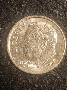 2008 P Roosevelt Dime Error Off Center Full Band Error With Date - Picture 1 of 7