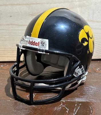 Iowa Hawkeyes Riddell NCAA Mini Football Helmet Size 3 5/8 Black Chin Strap - Image 1 of 4