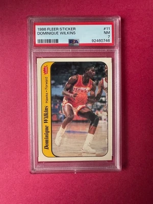1986 Fleer Dominique Wilkins sticker #11 HOF PSA 7++ Centered & Sharp!! - Image 1 of 2