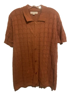Aeropostale Mens Button Down Crocheted Knit Sweater Size Medium Rust NWOT - Picture 1 of 5