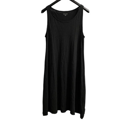 Eileen Fisher Dress Womens M Black Hemp Blend Tank Midi Minimalist Lagenlook - Image 1 of 4