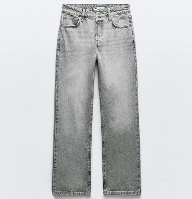 New. Zara Women’s Light Gray Straight Leg Jeans Size 4 NWT - Image 1 of 4