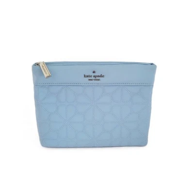Kate Spade KK254 Spade Flower Quilted Cosmetic Case Makeup Bag Montauk Blue - Image 1 of 4