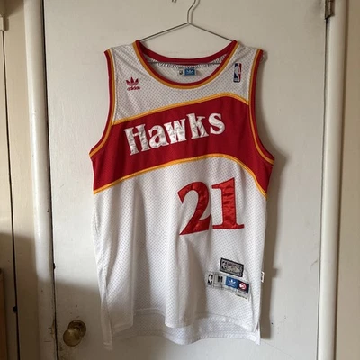 Camiseta Adidas Dominque Wilkins #21 Atlanta Hawks HWC madera dura clásica mediana Foto 1 de 4