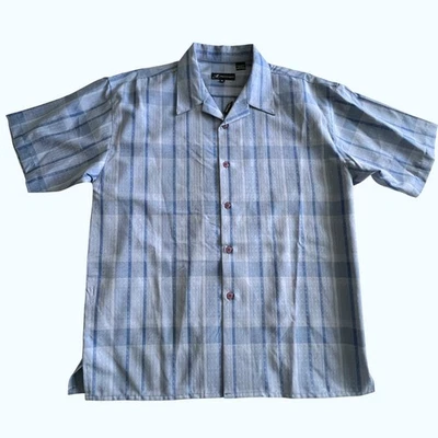 Camisa informal Montique para hombre XL azul a cuadros manga corta abotonada elegante resort Foto 1 de 4