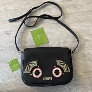 NWT Kate Spade Large Carsen Warm And Fuzzy Monster Crossbody Novelty Bag - Black - Picture 1 of 10