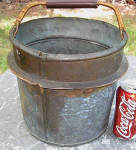 ANTIQUE COUNTRY FARM PRIMITIVE COPPER STOVE HEARTH TOOL POT PAIL FLOWER PLANTER - Picture 1 of 8