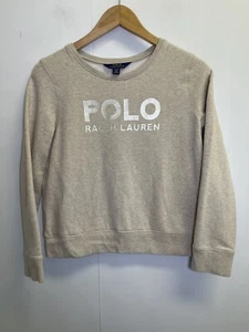 Polo Ralph Lauren Beige Spell Out Logo Sweatshirt Big Girls Size XL Women’s S - Picture 1 of 6