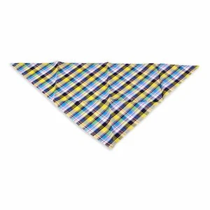 Hundehalstuch blau gelb kariert - Hunde Halstuch Baumwolle Hundehalstücher Hund - Picture 1 of 3