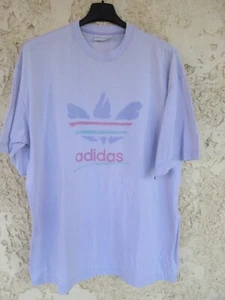 T-shirt ADIDAS vintage coton jersey parme années 90 TREFOIL made in Hungary L - Foto 1 di 6