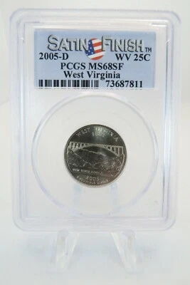 2005-D PCGS MS68SF West Virginia State Quarter Satin Finish 25C - Image 1 of 2