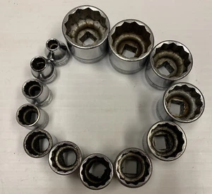 Snap-on USA 13 pc 3/8" Drive SAE 12 Point Shallow Chrome Sockets F321-F081 U - Imagen 1 de 7