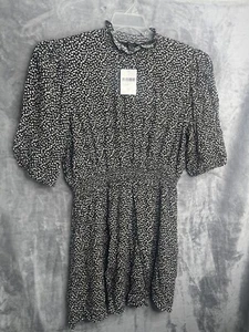 🆕Mini Vestido Forever 21 Talla Grande Negro/Blanco Floral Manga Corta Talla 2X - Imagen 1 de 6