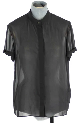 Camisa Alice Olivia Transparente Negra Empleada Cuadrada Manga Corta Top Blusa Talla UK 8 Foto 1 de 4
