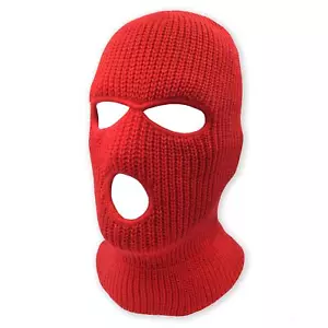 | Rosso | 3 fori Beanie Maschera Viso Sci - Caldo Doppio Termico Lavorato a Maglia Uomo e Donna - Foto 1 di 2