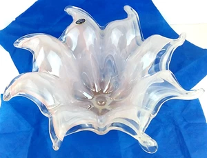Murano Bowl Lavorazione Arte Pink White Swirl Artist Pull Glass Twisted End - Imagen 1 de 23