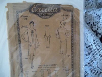 Antique Excella 1920's sew Pattern Flapper Dress  sz 36 Bust Drop Waist - Image 1 of 4