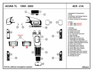 Real Carbon Fiber Dash Trim Kit for Acura TL without navigation system 1999-2003 - Picture 1 of 1