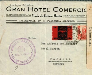 F-EX467 SPAIN ESPAÑA HOTEL COMERCIO PLASENCIA CACERES. CUARTEL GENERALISIMO - Imagen 1 de 2
