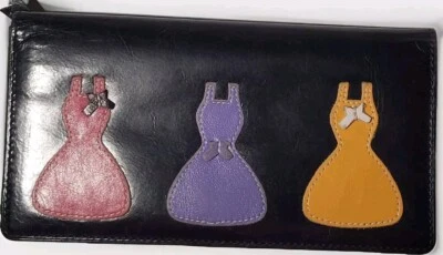 Carteira Clutch Feminina Bifold Preta Perlina com Apliques de Vestido RARA - Imagem 1 de 4