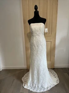 Davids Bridal Wedding Dress By Galina Brand New With Tags Size 4 w/Garment Bag - Picture 1 of 12