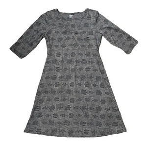 Toad&Co Brown Patterned Rosalinda Dress 3/4 Sleeve Sz M Slub Athleisure - Picture 1 of 8