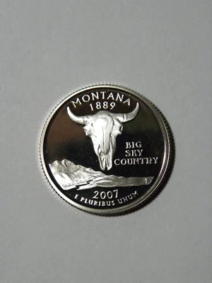 2007 S SILVER GEM PROOF MONTANA STATE QUARTER 90% SILVER FREE SHIP - Image 1 of 2