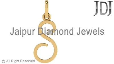 Colgante con letra inicial del alfabeto S de oro amarillo sólido de 14 k diamante blanco genuino Foto 1 de 3