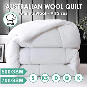 350/500/700GSM Luxury Winter Summer Aus Merino Wool Quilt Duvet Doona All Size - Picture 1 of 12