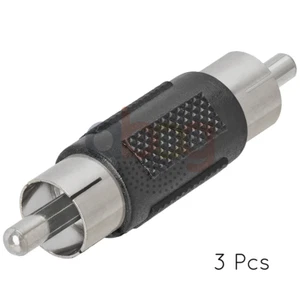 3 Pack RCA Male to Male Coupler RCA Plug Connector Video Audio Cable Extender - Picture 1 of 3