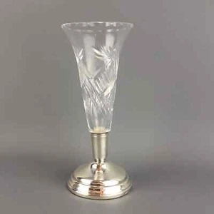 Vintage Sterling Silver Cut Glass Vase By Broadway 6.25" MADE IN ENGLAND - Picture 1 of 5