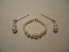 #57 BARBIE Doll Jewelry 3 Sizes White Pearls Necklace & Dangle Earrings