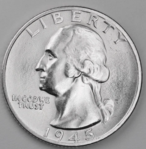 1945-s Washington Quarter. Blast White Minimum Bag Marks. Choice BU. (Inventory) Cover